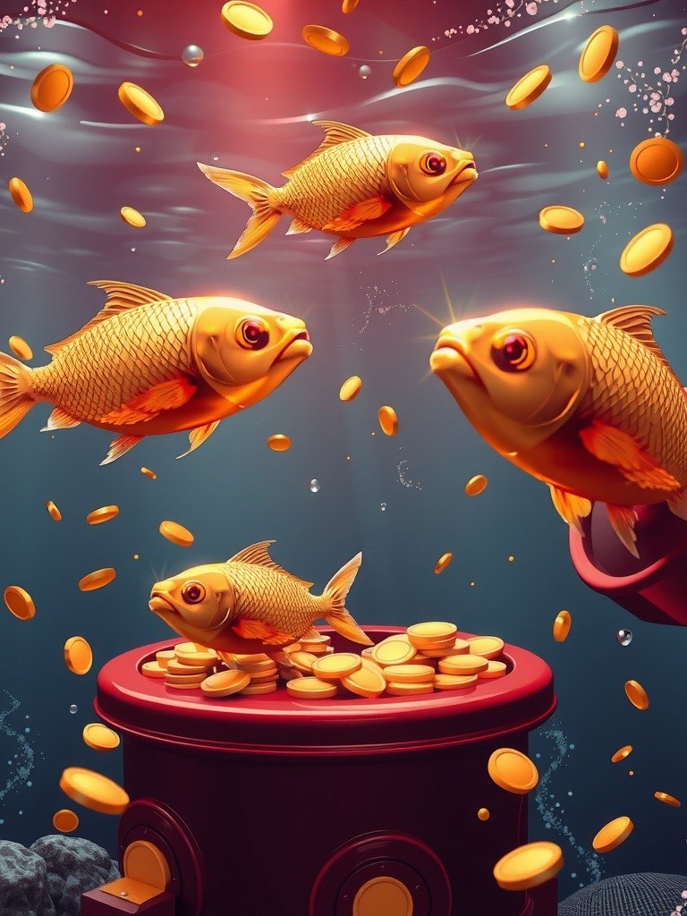 Diwa King fishing artwork with an underwater arcade fishing scene with golden fish and cannons