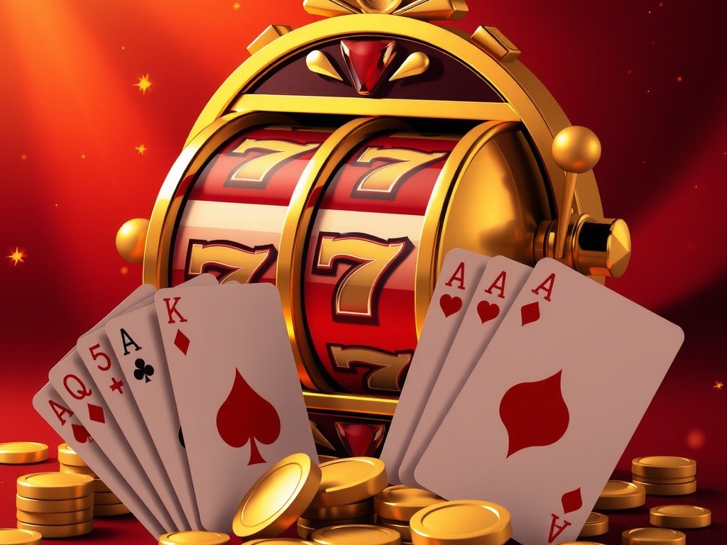 Golden slot reels and rummy cards on the Diwa King casino floor